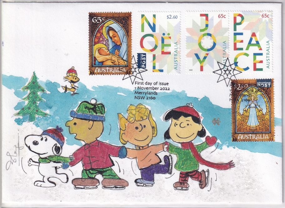 nirloy's tweet photo. 2022 Australian Christmas First Day Cover, hand painted. https://t.co/HkIQp2Vpm8