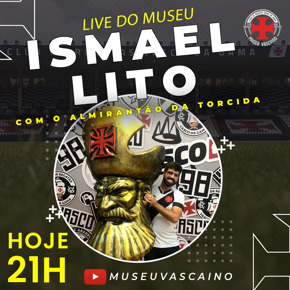 MuseuVascaino's tweet photo. Daqui a pouco estaremos ao vivo batendo um papo com o amigo @ismaellitoRJ, o cara que desenvolveu a escultura colecionável do Busto do Almirante. Só chegar, que a resenha começa às 21h lá no canal do #MuseuVascaino no https://t.co/DYIp674Cpn https://t.co/qhLPMAdPpg