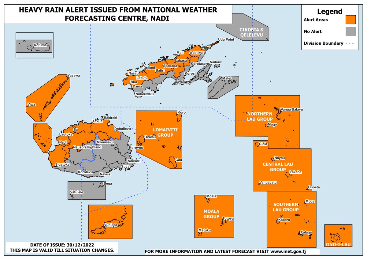 📣Heavy Rain Alert 🚨A Heavy Rain Alert is now in force for; ✅Yasawa & Mamanuca groups ✅greater Nadi, Lautoka, Ba, Tavua, Rakiraki areas ✅interior of Ba & Ra provinces ✅Kadavu ✅Northern Division ✅Lau & Lomaiviti groups. Click on bit.ly/3vpT6sY for more info.