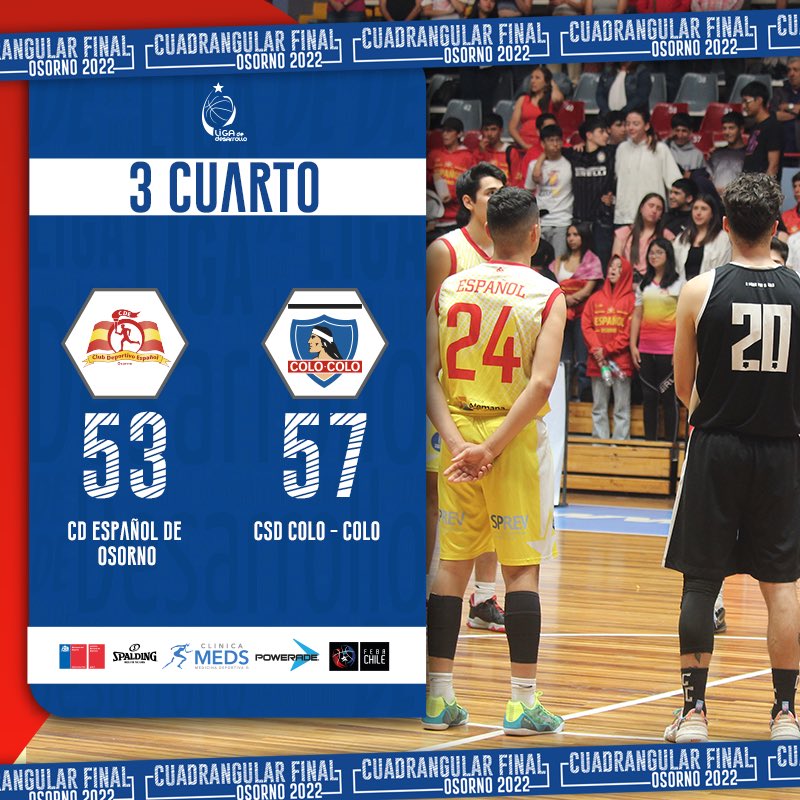 Temporada 2022 🔴🔵

Resultado 3 cuarto 

@espanoldeosorno vs. @csydcolocolo 

#spaldingchile | @indchile | @mindepchile | @chilefeba | #poweradecl | #clinicameds