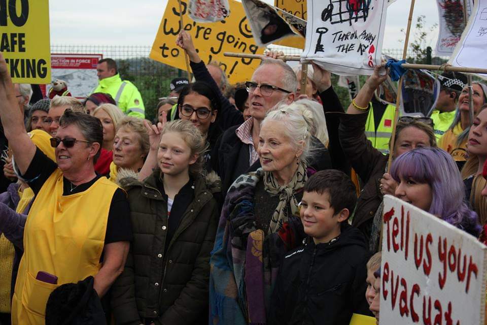 Sad news about Vivienne Westwood. She was there every time to stand up as part of the anti fracking movement