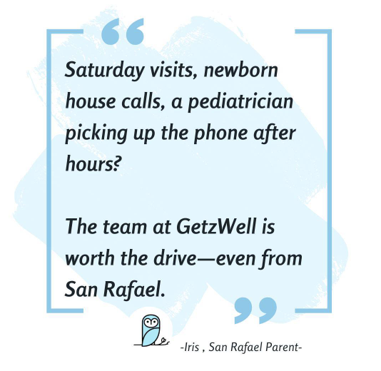 Getzwell_SF's tweet photo. Why do parents prefer GetzWell's pediatricians? "Saturday visits, newborn house calls, a pediatrician picking up the phone after hours? The team at GetzWell is worth the drive—even from San Rafael." 
Learn more about our San Francisco pediatricians: https://t.co/DxSaLQWyxf https://t.co/MhqnBCpePr