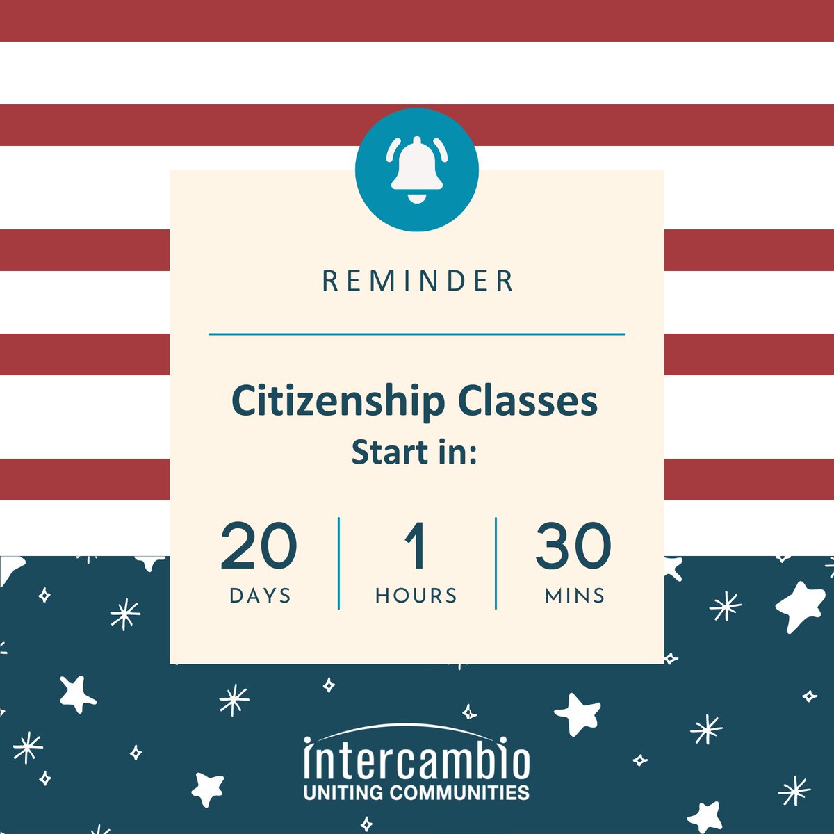 Do you live in Boulder County? Are you interested in becoming a #citizen in 2023? 🗽

Join our local classes online from January 18th to March 22nd for $35.  

Call Alma at 720-505-9476 or email her at alma@intercambio.org to register.