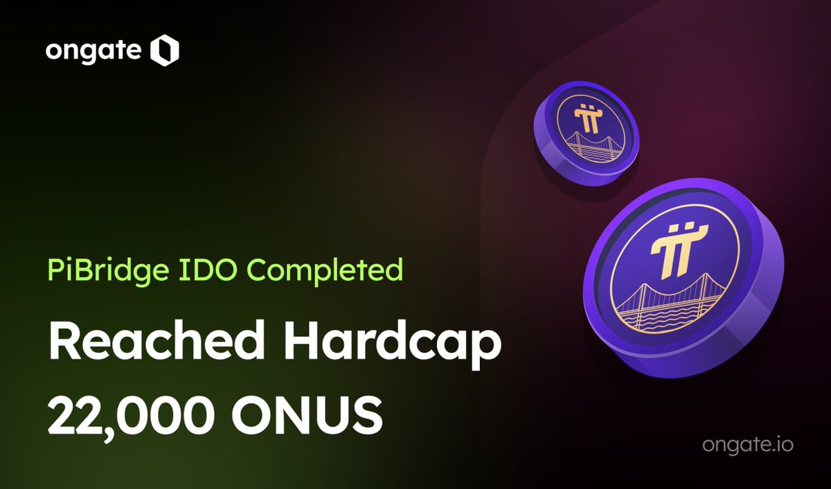 🌉 #PiBridge Launchpad Completed

👏 Congratulations to @PiBridgeOrg team has reached a Hardcap of 20,000 $ONUS after 8h from starting #IDO 😍😍

✅ Claim your $PiB now and go to trade on <a href="/MiaSwap/">MiaSwap</a> to get profit ✨

#Pi #PiBridge #IDO