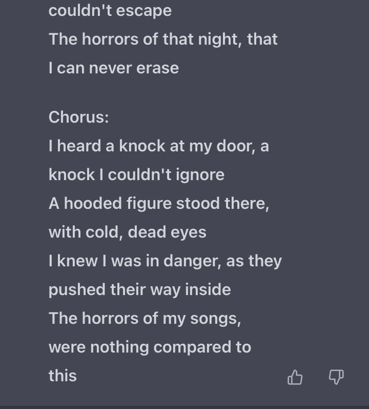 I just created a Chat GPT account and I might never sleep again. I’ll just be over here having it write more horror stories in the style of a <a href="/jimmybuffett/">Jimmy Buffett</a> song. It’s good too.