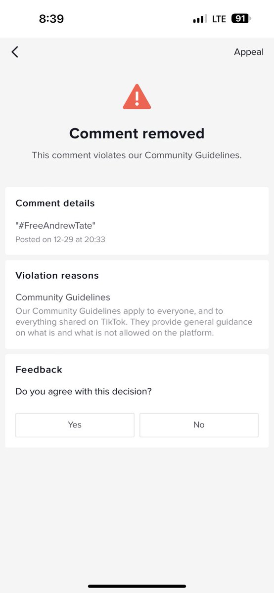 xjeremyware's tweet photo. @Cobratate Even TikTok is out to get him… banned me. We must protect Tate at all cost! #FreeAndrewTate https://t.co/DJh3536cw0