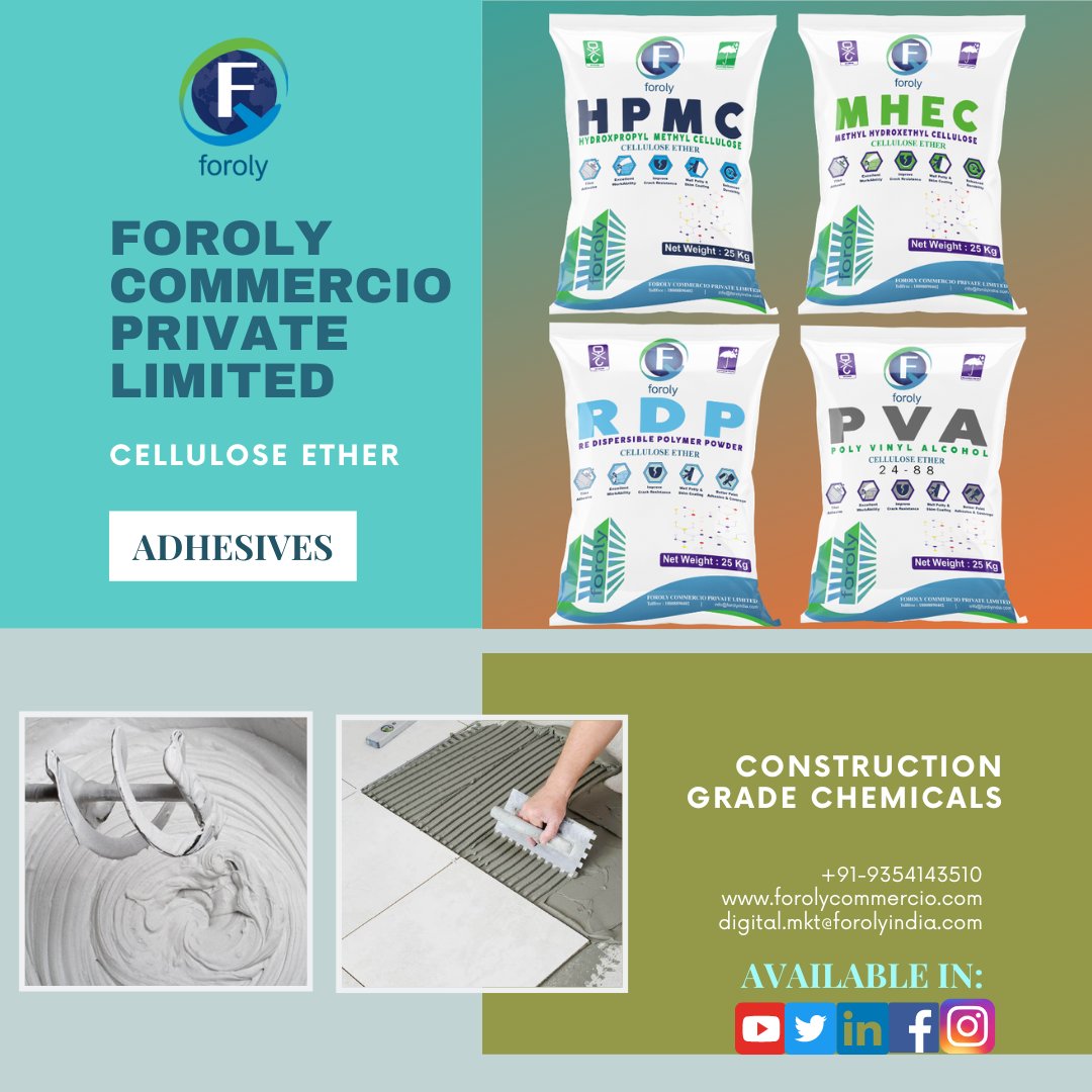 ForolyCommercio's tweet photo. To get more information, kindly check our website:-
https://t.co/bCjldbzHRZ
#forolycommercio #construction #HPMC #MHEC #RDP #PVA #thickener #adhesion #WallPutty #waterretention #sagresistance #betterworkability #smoothing #selfleveling #tileadhesive #jointfiller #Gypsum https://t.co/nVikFMcZD1