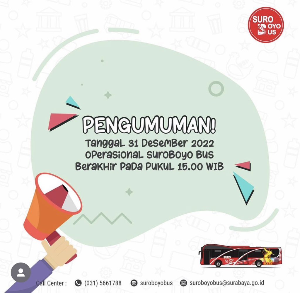 Saat dimana-mana kota memperpanjang waktu operasi transportasi umumnya di malam tahun baru…. Ada Surabaya 🤣