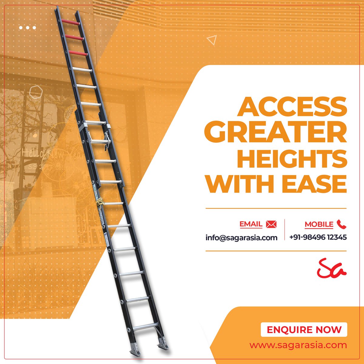 The rungs of this Extension Ladder give comfort and are durable and extra strong. Top 3 rungs red-coloured to indicate “Do not climb”. Durable non-conductive fiberglass side rails.

Email id: info@sagarasia.com
Mobile: +91-98496 12345

#Liberti #SagarAsia #FibreglassLadders