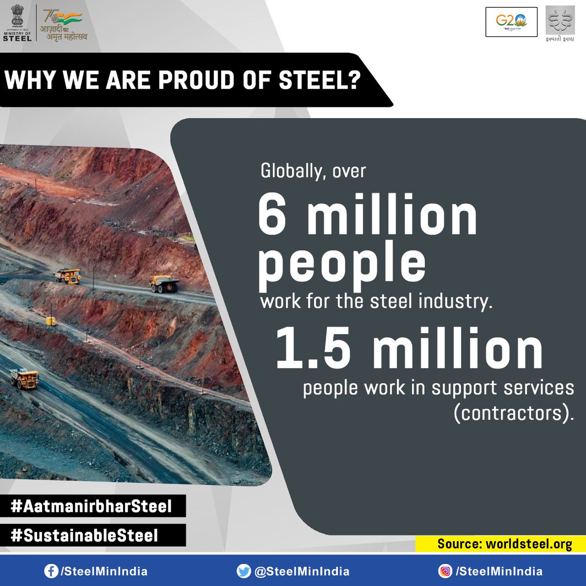 SteelMinIndia's tweet photo. Let's learn how steel contributes to a more green and sustainable future.
#SustainableSteel #AatmaNirbharSteel #IspatiGyan #SwitchToSteel https://t.co/m2O4VgTkMx
