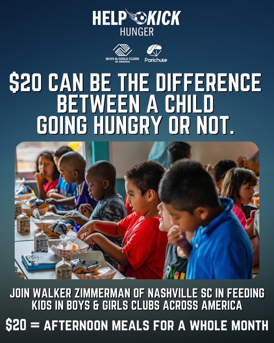 parichuteapp's tweet image. No child should ever go hungry--just $20 ensures that they won't. 

Donate to @thewalkerzim's  #HelpKickHunger booster on Parichute to feed kids in Boys &amp;amp; Girls Clubs (@BGCA_Clubs) across America and your donation will be matched through December 31.🔥
👉parichute.co/3vo1o4E
