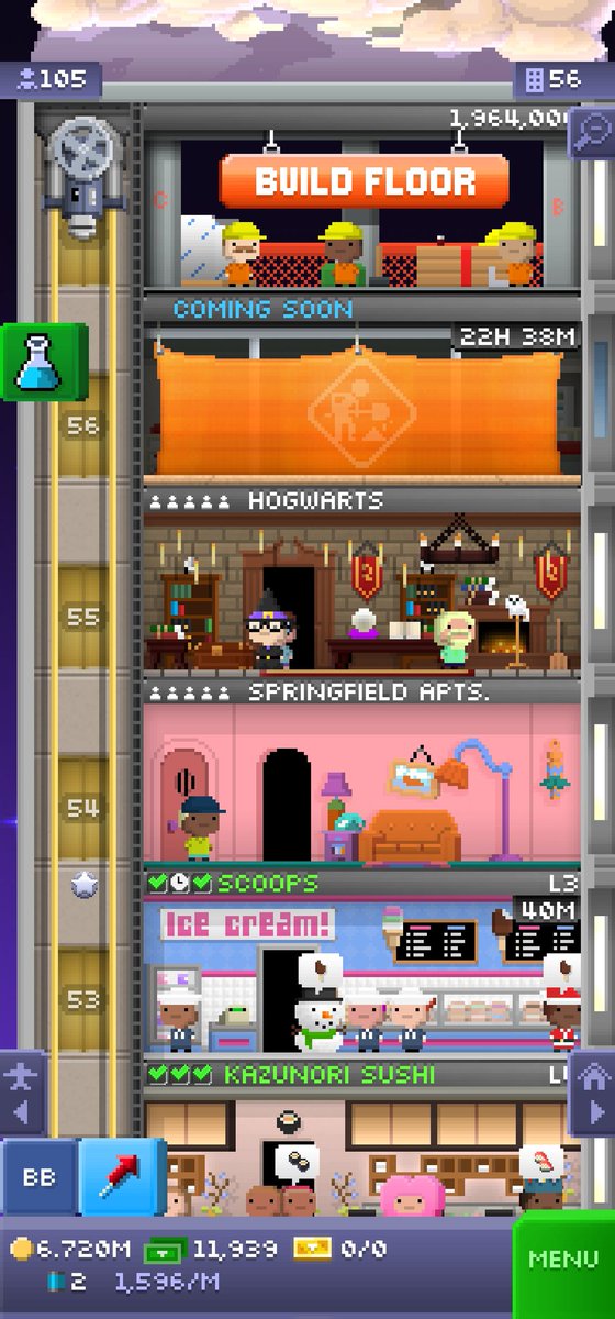 purplekay28's tweet image. Haven't played @thetinytower in a few years! Just saw their ad recently on IG, promoting new resident layouts and bitizens costumes (Simspons, Hogwarts, Friends, and more!). Thankfully, I was able to restore my account 1/2