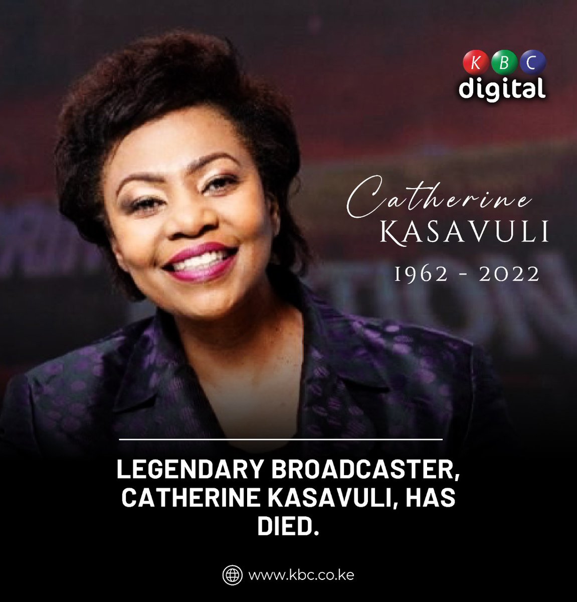 Legendary broadcaster, Catherine Kasavuli, has died. She passed away on Thursday night at KNH where she was receiving treatment. ^CW
#TheGreatKBC