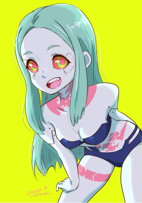 前に描いたレベッカの絵をレタッチしました #Edgerunners 