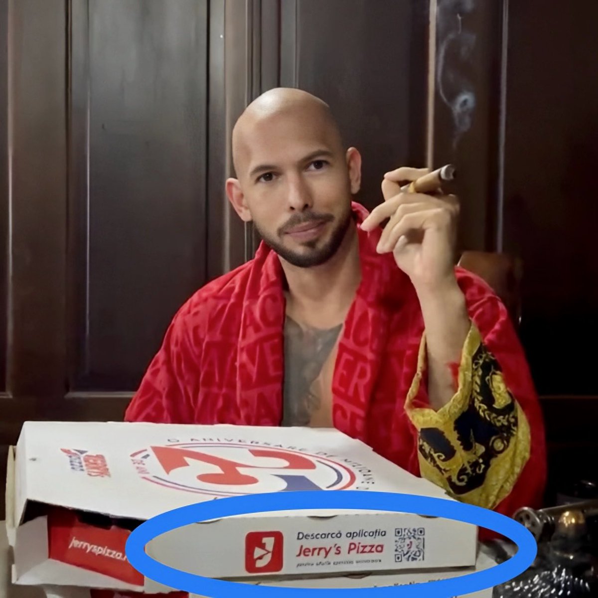 MemeAndTroll's tweet photo. “Everything that happens to you is your fault. If you lost, then at some point you made a mistake.” - Andrew Tate ♟️

Top G gave away his whereabouts by showing Romanian pizza in a video response to Greta Thunberg and got arrested 🚔 https://t.co/OE1i7fSsIY