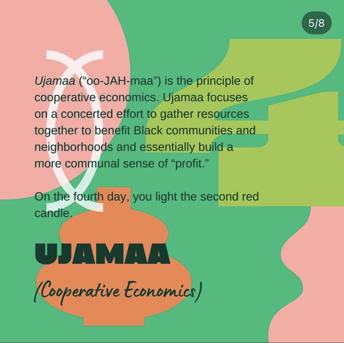 HammondsHouse's tweet photo. Day 4 of #Kwanzaa: UJAMMA (Cooperative Economics) Focusing on a concerted effort to gather resources together to benefit Black communities and neighborhoods and essentially build a more communal sense of “profit”. #KwanzaaPrinciples #Ujamma #CooperativeEconomics #blackhistory https://t.co/92oYz35PFx