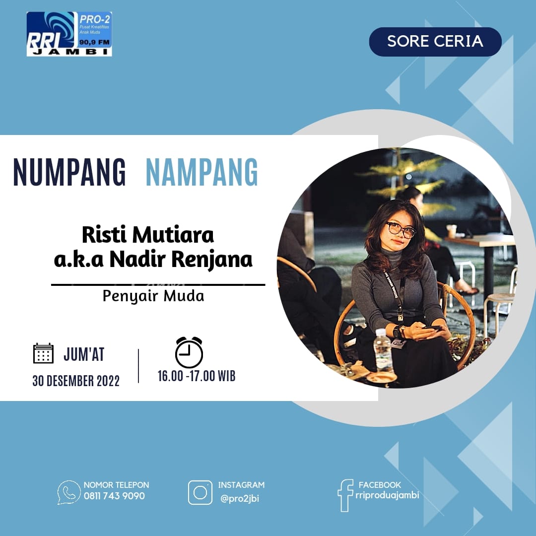 pro2jbi's tweet photo. Numpang nampang hari Jumat 30 Desember 2022
Pukul 16.00wib 
#pro2jambi #jambi #indonesia #radiorepublikindonesia #rri #rrijambi https://t.co/8tnDXv4sX6