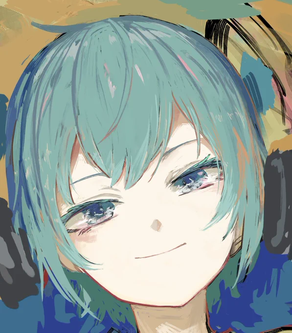 厚塗りで初音ミクを描こうとしている 