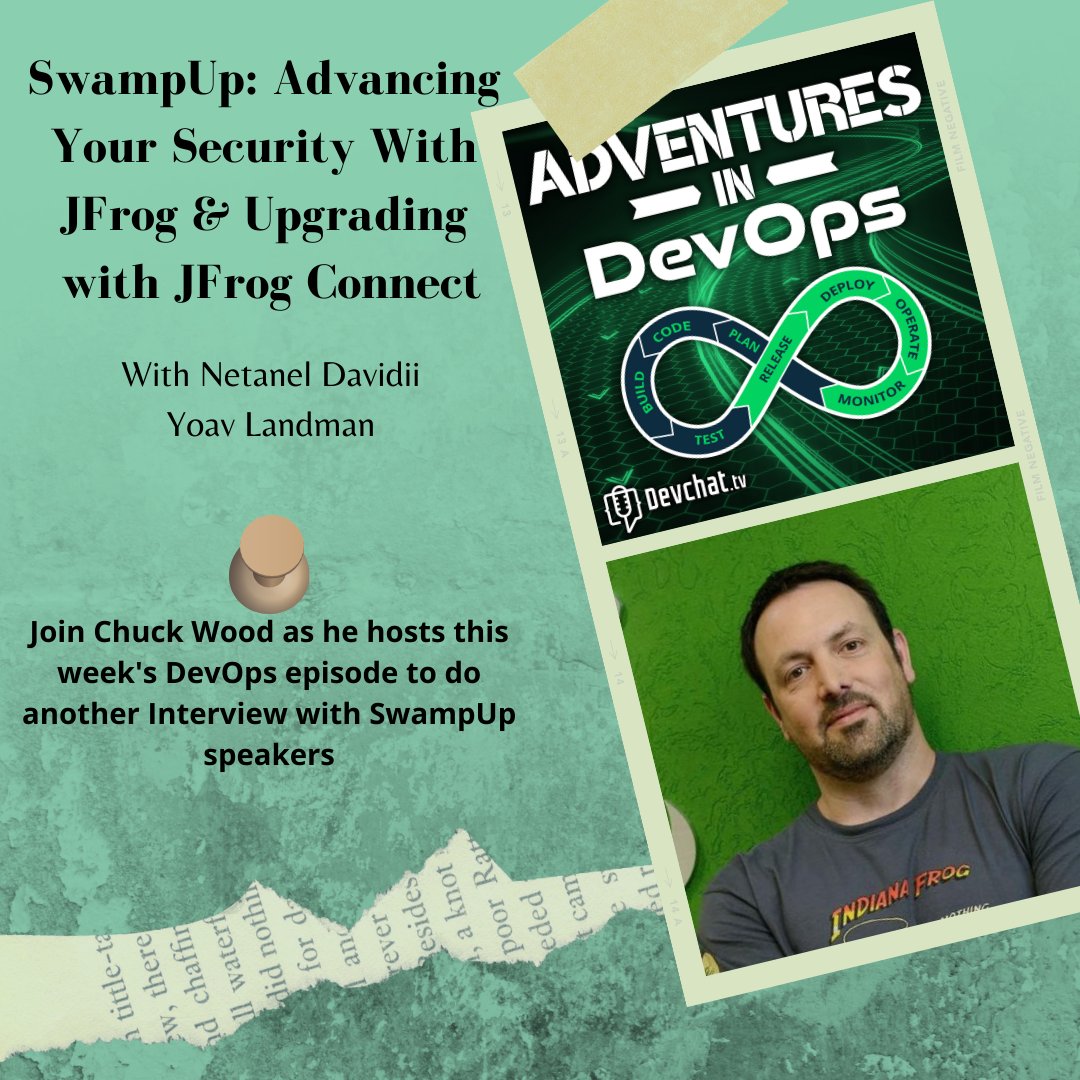 DevOpsPodcast's tweet image. Check out this week&apos;s episode First part of #AdventuresInDevOps with @NatiDavidi and @_yoav_

#DevOps: SwampUp: Advancing Your Security With JFrog &amp;amp; Upgrading with JFrog Connect

rfr.bz/t5gnefx