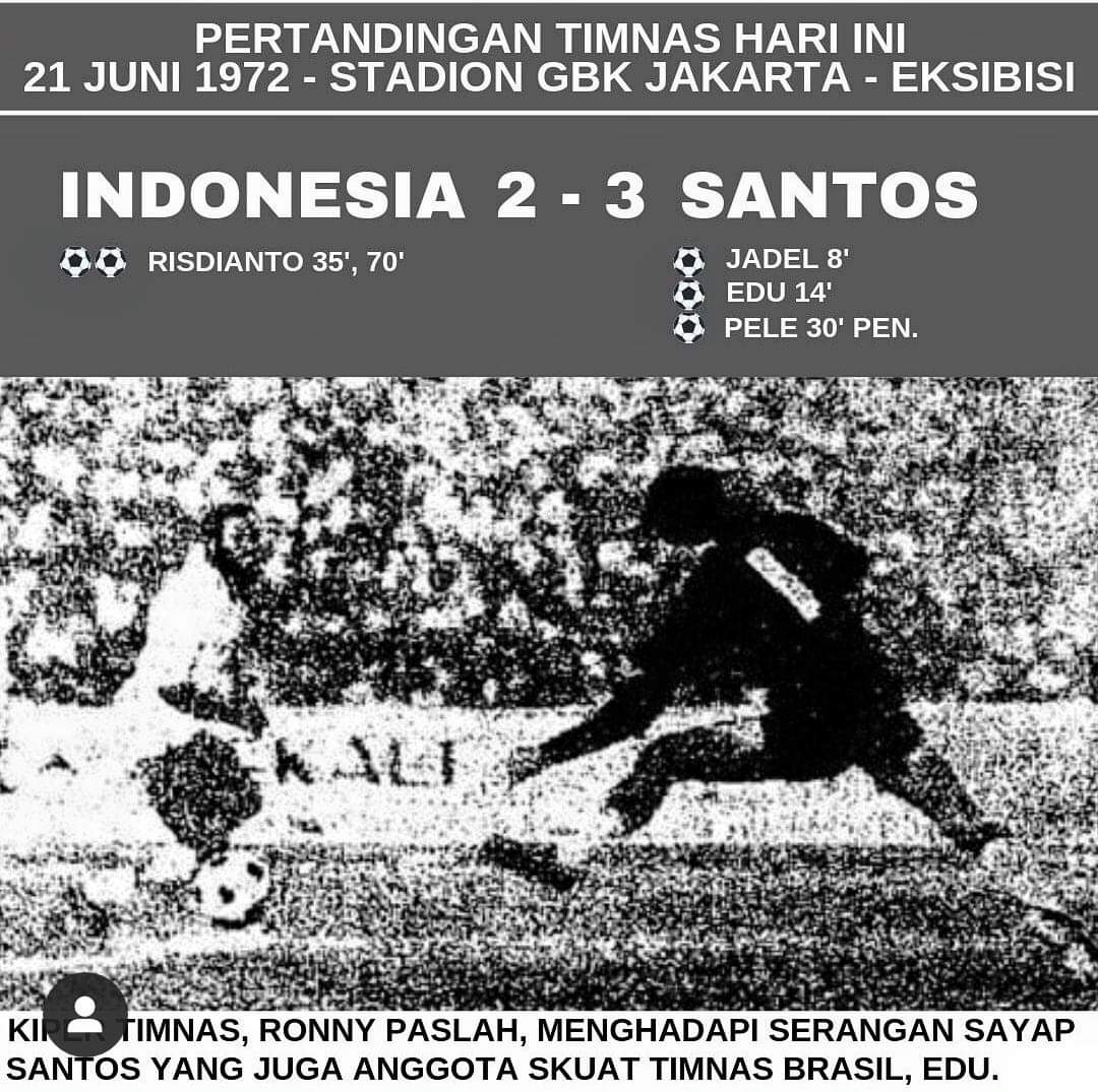 21 Juni 1972

Pele bersama klubnya, Santos, menyambangi Indonesia dan ujicoba bersama Timnas Indonesia asuhan Pelatih Endang Witarsa di Std GBK.

Btw ada yang nonton langsung jaman ini?
