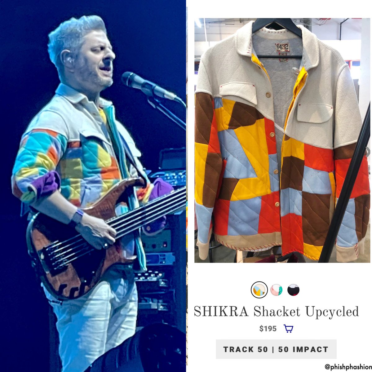PhishPhashion's tweet photo. Sugar Shacket

Mike finally showing off this custom @One432shoes “Shikra” upcycled shacket (we’ve seen peeks on IG). 

Awesome company that gives back. 

See more and make one yours https://t.co/EYWD1AUpUE

🙏📸: @DavidKolb73 

12/29/22, NY, NY

#mikegordon #phish #phishphashion https://t.co/V0fjys1Uqd
