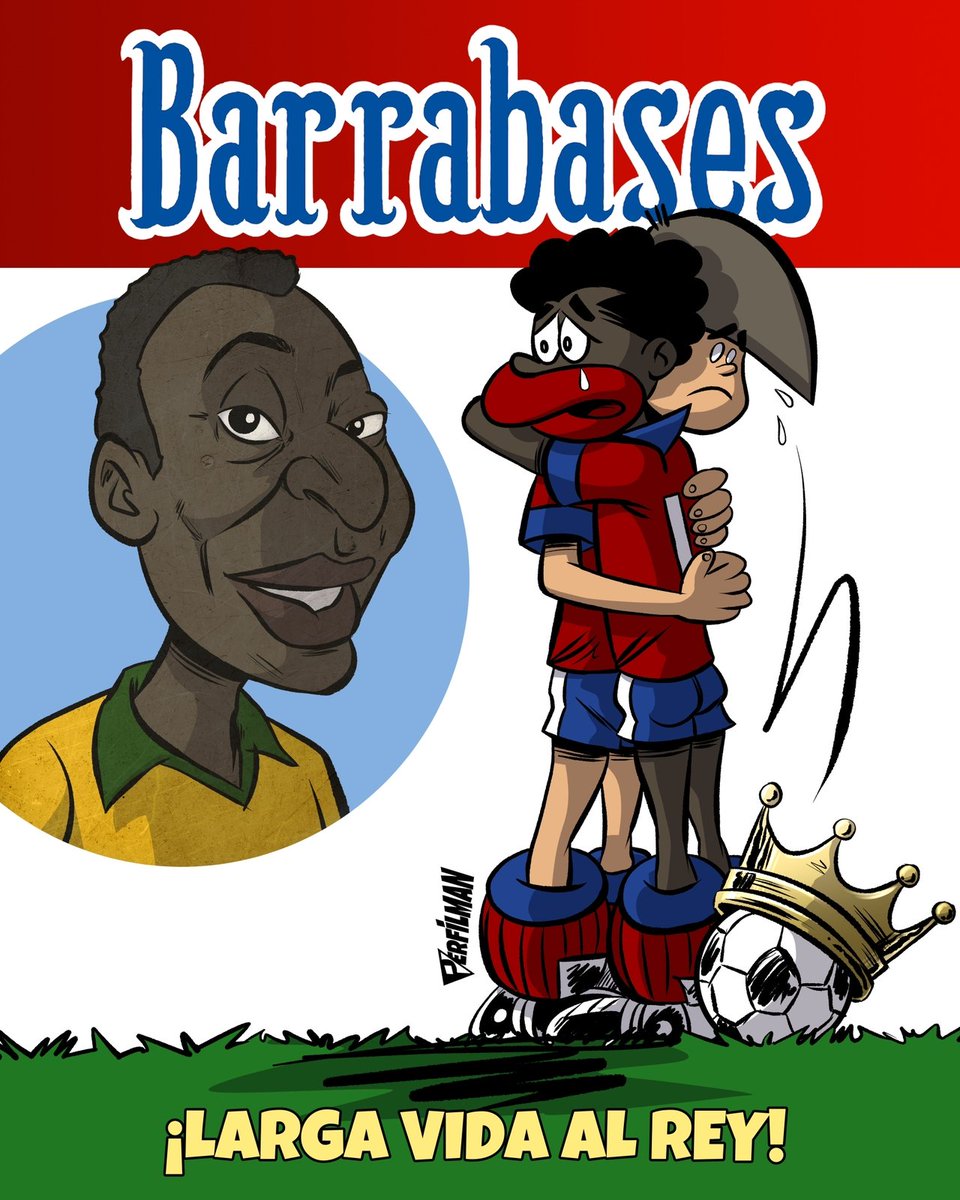 xebatrocas's tweet photo. ⚽FUNERAL PARA UN AMIGO⚽ Pirulete y Palmatoria despiden a #Pelé en lo que sería una emotiva nueva historia de #Barrabases, ilustrada por el siempre sorprendente @perfilman.
Pero no se confundan: su increíble legado recién comienza. Larga vida al Rey. https://t.co/nX0DZDgkHz