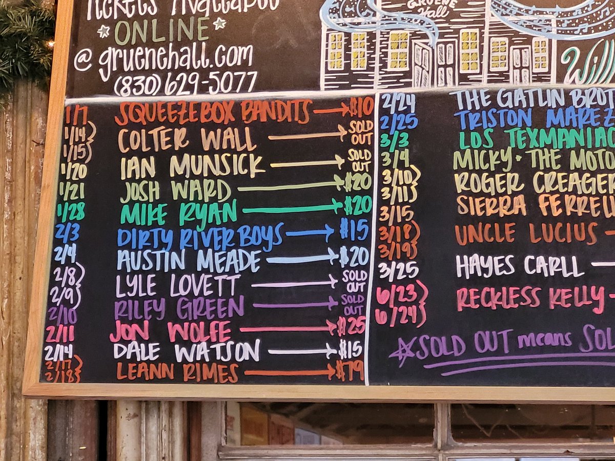 AKeisig's tweet photo. Was down in Gruene TX, in the oldest dance hall in Texas. Found out Saskatchewan's own is sold out. @ColterWall  @BradWall306 https://t.co/DBi1YeZuEc