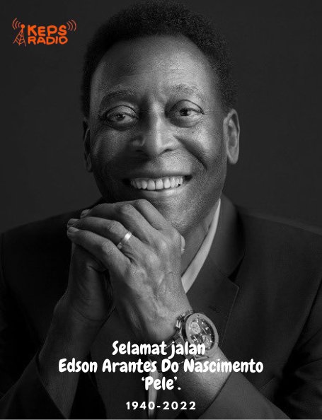 Inspirasi dan cinta menandai perjalanan Raja Pelé, yang meninggal dunia hari ini.

Cinta, cinta dan cinta, selamanya.
.
Inspirasi dan cinta menandai perjalanan Raja Pelé, yang meninggal dunia dengan damai hari ini.
Dikutip dari akun resmi Twitter <a href="/pele/">Pelé</a>