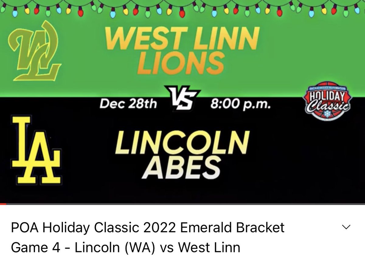 1st Game of the Pacific Office Automation Holiday Classic 2022
Lincoln (Tacoma) vs West Linn    youtu.be/minlFsLJNqA