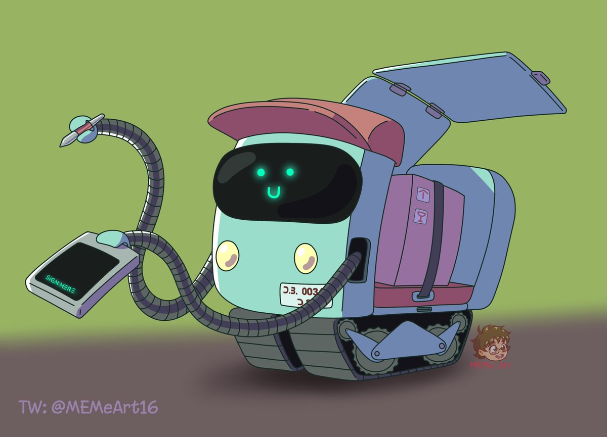 MEMeArt16's tweet photo. Delivery Bot 0036 ready to serve, could you sign here please?
Hii, this is my entry for the CDC, what do you think? #characterdesign #originalcharacter #robot #bot #deliverybot #digitalart #digitaldrawing #characterdesignchallenge #artist https://t.co/cEYG6SyADb