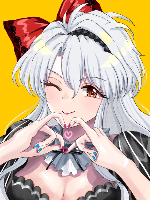 ゲーム内アイコン、Twitterアイコン、Discord含めクラレットへ戻しましたクラ「あら、指ハートね!それくらい私にもできるわよ」と言いつつ、どこか固いクラレット的な今年はクラレットを1番描きました髪の毛ムズいよね、この娘#2022ランモバの思い出#ランモバ 