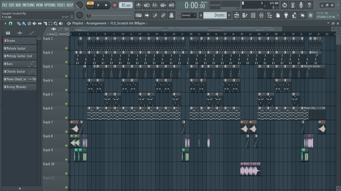 Imagen del diseño sonoro en el DAW FL Studio