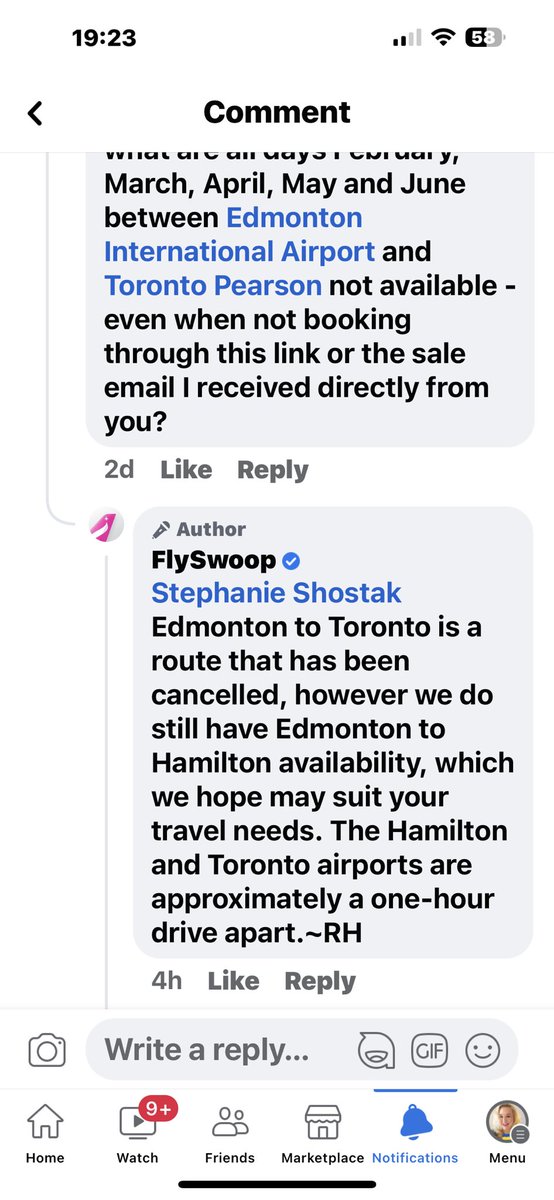 sashostak's tweet photo. So disappointed to see @FlySwoop cancel the @FlyYEG to @TorontoPearson route.  

Hey @porterairlines here is a great opportunity to offer even more daily flights that the 2 a day you have already announced.

#flyeia #flyyeg #porter #porterairlines https://t.co/0QK5bf6zv1