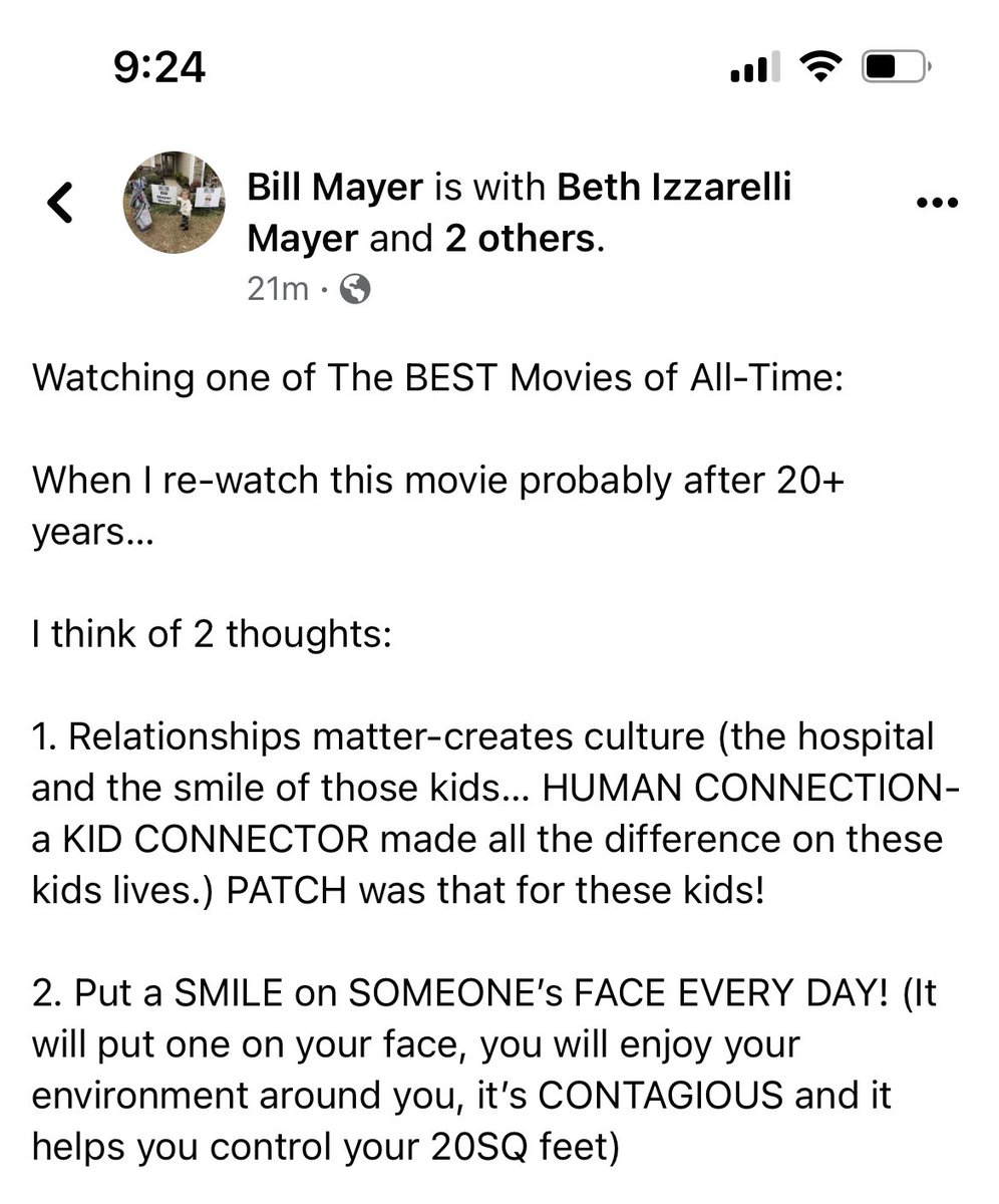 BILLYMAYER1GS's tweet photo. PATCH Adams is the PERFECT Example of what we as educators can do for our students in our buildings, hallways, classrooms!
If you haven’t seen it: ENJOY!
https://t.co/wR46ivb56j
#PATCHadams #RELATIONships #POWERofHUMANconnection #MAKEsomeoneSMILEeveryDAY https://t.co/cPyopAmDSG
