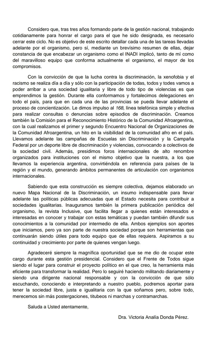 vikidonda's tweet photo. Texto completo de mi renuncia. https://t.co/dJuUOjqToW