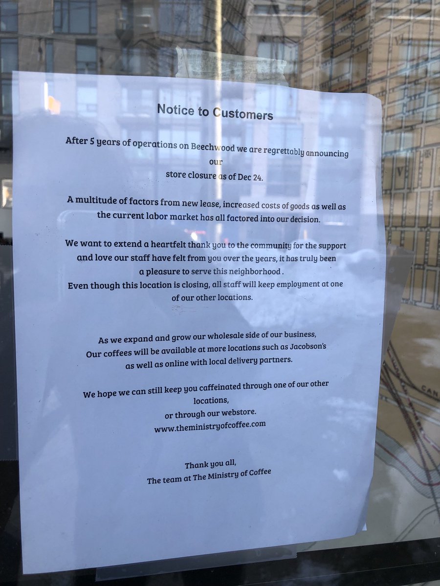 Sad news: ⁦<a href="/TheMinOfCoffee/">Ministry of Coffee</a>⁩ Beechwood has closed forever 😭 thanks for a great five years!! You will be missed