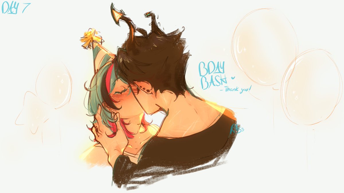 Rassblerry's tweet image. Day 7: B-DAY BASH
FINAL DAY LETS GOOOO!!! And we end it all off with a big ol smooch 💙💚 TY for this very fun week!!!

#RenKyottoWeek2022 #Renkyotto