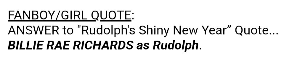 ANSWER: @ReelSmartMovies #MovieOfTheDay #RudolphsShinyNewYear (1976) #RedSkelton #FrankGorshin #MoreyAmsterdam #HaroldPeary #PaulFrees #BillieRaeRichards #DonMessick #IrisRainer #JuneForay #JulesBass #ArthurRankinJr #MovieTrivia...