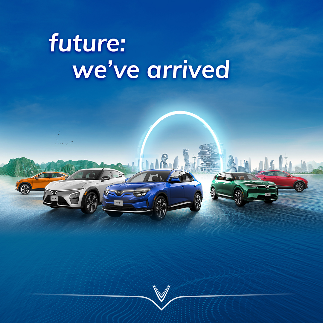 VinFastofficial's tweet photo. #CES2023 - Here we are! 

#VinFast is taking CES by storm as our massive booth of 8,400 sq.ft features the latest, state-of-the-art all-electric lineup of VF 6, VF 7, VF 8 and VF 9! https://t.co/OjL9GqLZpr