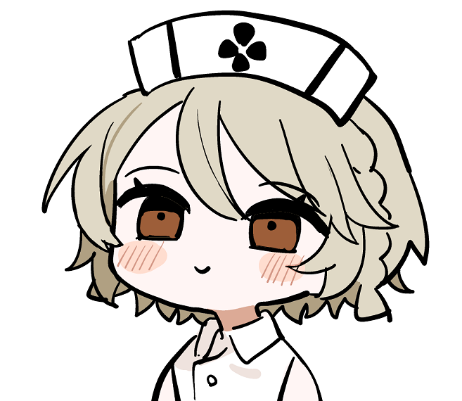 1girl nurse cap hat white background solo blush stickers simple background  illustration images
