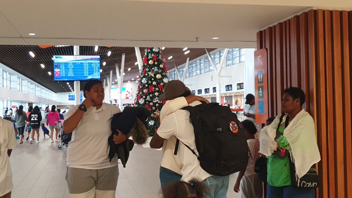 36 year old Ioane Koroiveibau a British Army vet was emotional as he left Fiji today, winning his 8 year long battle of right to settle in the UK. He had been medically discharged after loss of hearing due to repeated gunfire on a tour in Helmand. #FijiNews