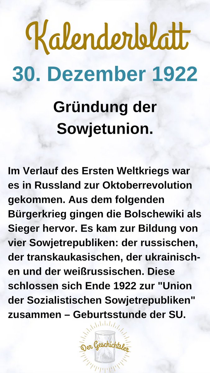 Vor 100 Jahren wurde die #Sowjetunion gegründet.
#heutevor #onthisday
#spaßmitgeschichte