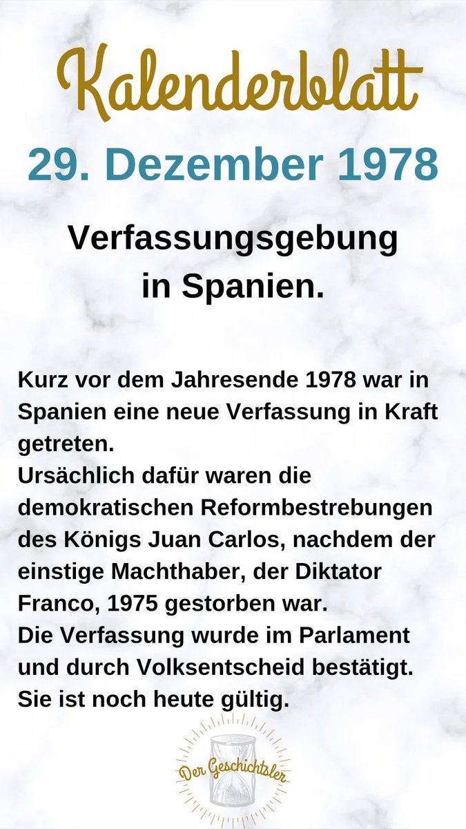 Vor 44 Jahren bekam #Spanien seine heutige #Verfassung.
#heutevor #onthisday
#spaßmitgeschichte