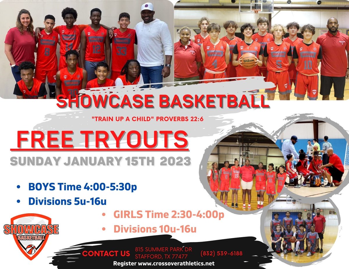 AAU Tryouts Sunday  January 15, 2023
Play games &amp; Train  through the Spring &amp; summer February-July . 
- Teams for boys and girls 
-Ages 5u-16u 
ALL SKILL LEVELS WELCOMED‼️
