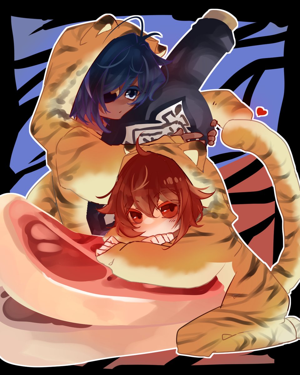 ディルック(原神) ,ガイア(原神) 「今年1年ありがとうございましたまた来年もよろしくお願いします(抱き枕&amp;ク」|蒼灰の月[Tuki]のイラスト