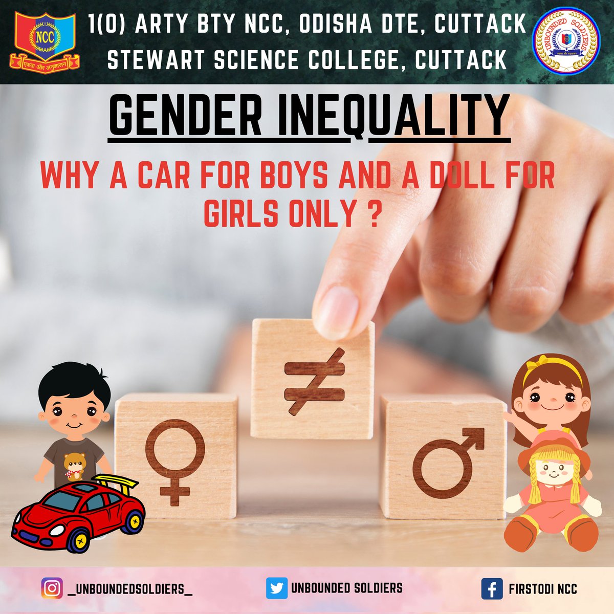 Unboundedarmy's tweet photo. Jay hind
We the cadets of Stewart sc. College under @OneODArtyBtyNCC try to give a message that STOP #genderinequality and spread equality for which everyone will get his/her rights. 
@kalinga_sagar
@utkalpride
@HQ_DG_NCC
@SMEOdisha
@DHE_Odisha
@CuttackDM
@GovernorOdisha https://t.co/b1JCR5OANz