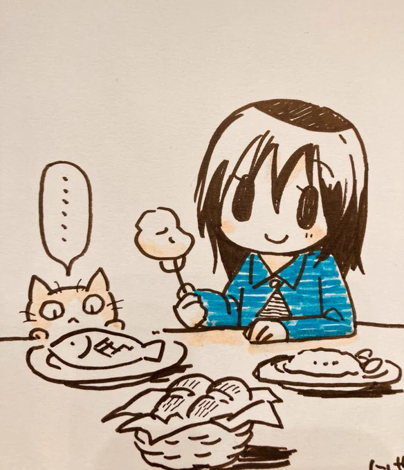 使い魔ちゃんとご飯を食べるエリーちゃん #ルミナスウィッチーズ 
