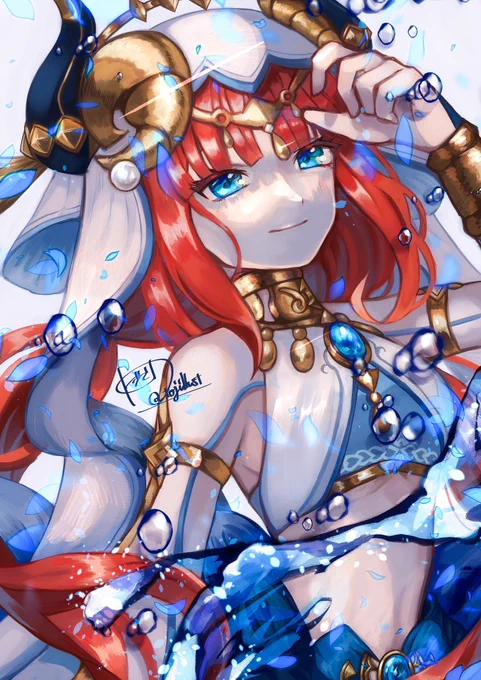 #自分が選ぶ今年の4枚青いな〜今までイカばっか描いてたけど、原神絵も描き始めたし人間の描き方を色々考えた1年だった 来年はもっと描きたい 