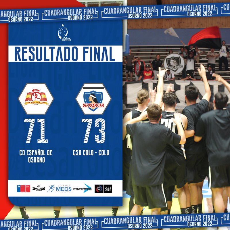 Temporada 2022 🔴🔵

Resultado final

@espanoldeosorno vs. @csydcolocolo 

#spaldingchile | @indchile | @mindepchile | @chilefeba | #poweradecl | #clinicameds