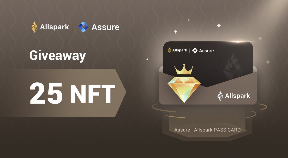 AllsparkFinance's tweet photo. @AllsparkFinance &amp; @Assure_pro

🎁NFT Pass  #Giveaway 🎁

Benefits of"Gas-free Pass" and Discord #daily airdrop: 
25 Assure- Allspark PASS  NFTs for 25 winners😍

✅Just Follow + RT + @ 3 <NFT #AirDrop>
✅Join https://t.co/7QQnPolFBS https://t.co/21g8tHAwmY